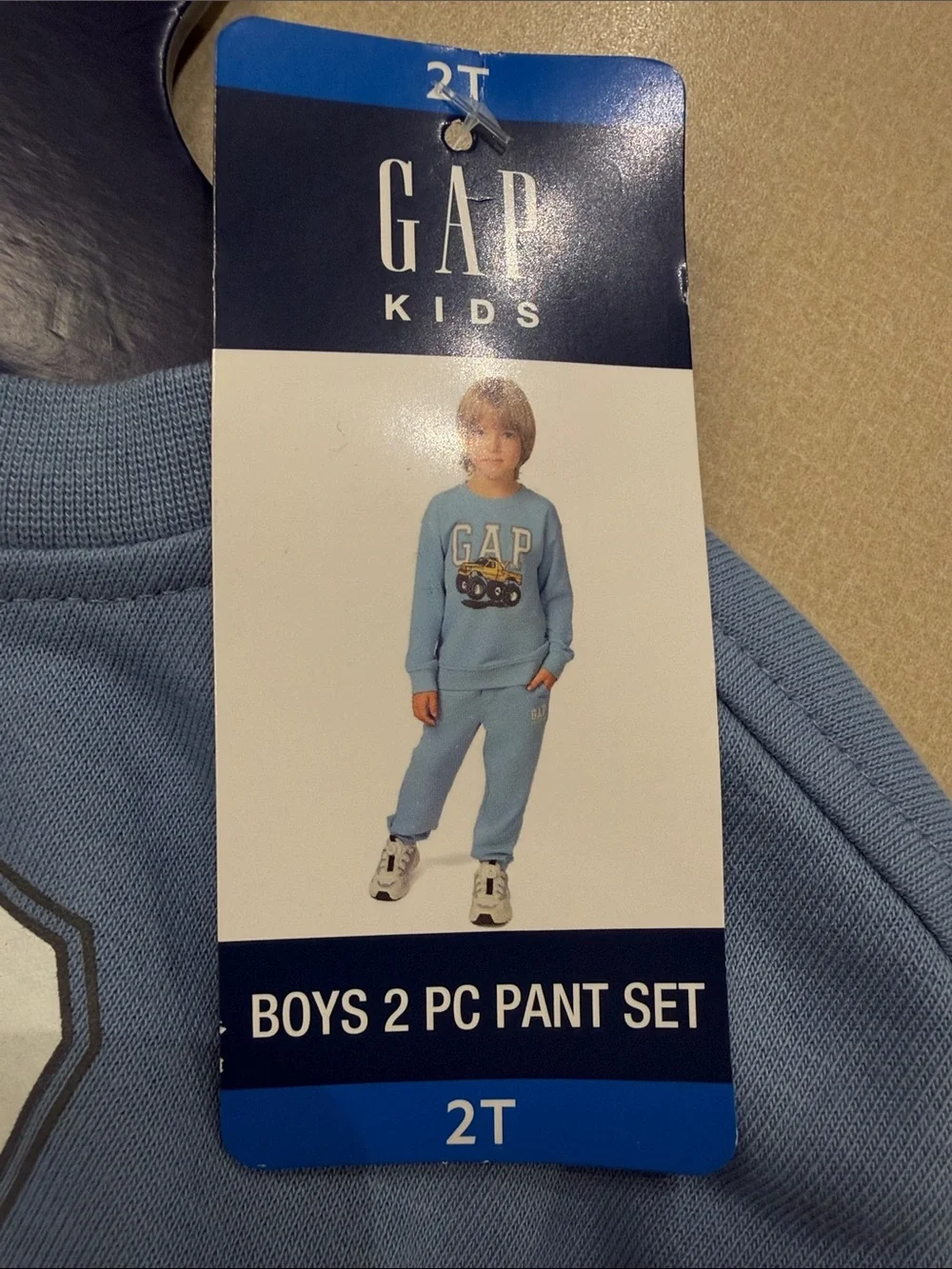 NWT GAP Light Blue Sweatshirt and Pants with Yellow Monster Truck Size 2T